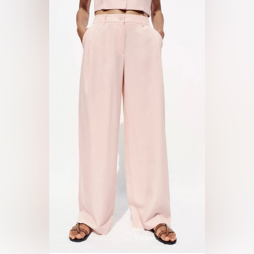 Zara Women's Tan Pleated Trousers Khaki NWT